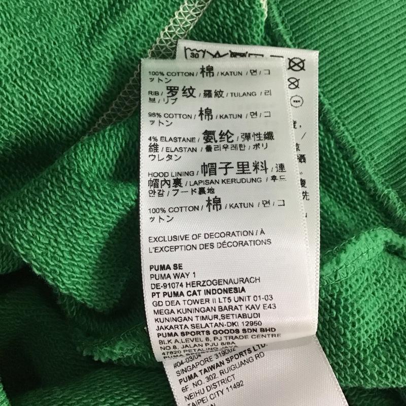 プーマ PUMA パーカー 長袖 長袖パーカー プルオーバーパーカー スウェット M 無地 白 / ホワイト / X 緑 / グリーン /  メンズ USED 古着 中古 10140912