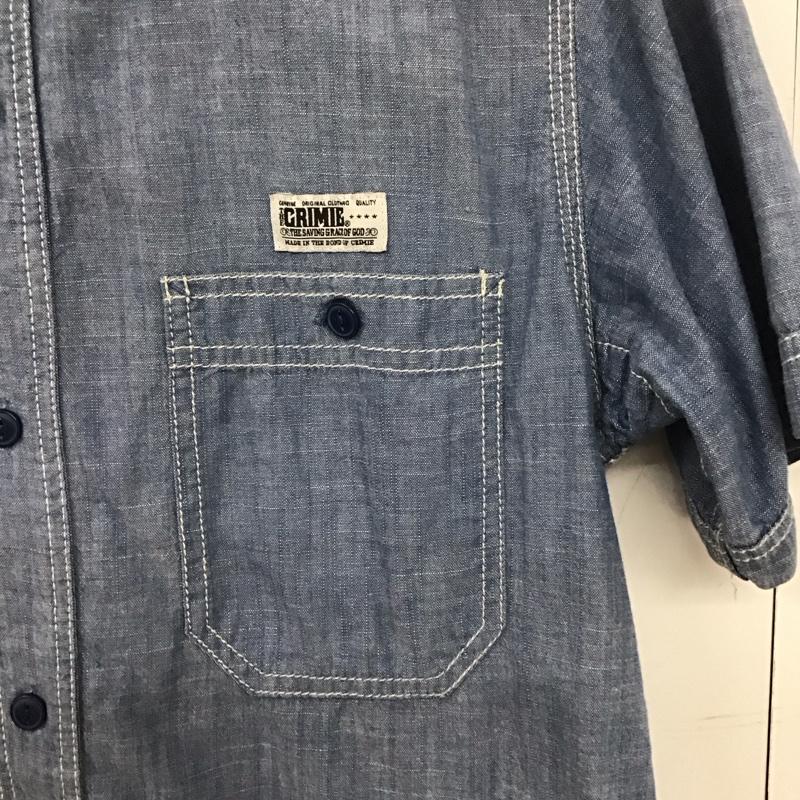 クライミー CRIMIE シャツ、ブラウス 半袖 半袖シャツ デニムシャツ カジュアルシャツ M ロゴ、文字 インディゴ / インディゴ /  メンズ USED 古着 中古 10140972