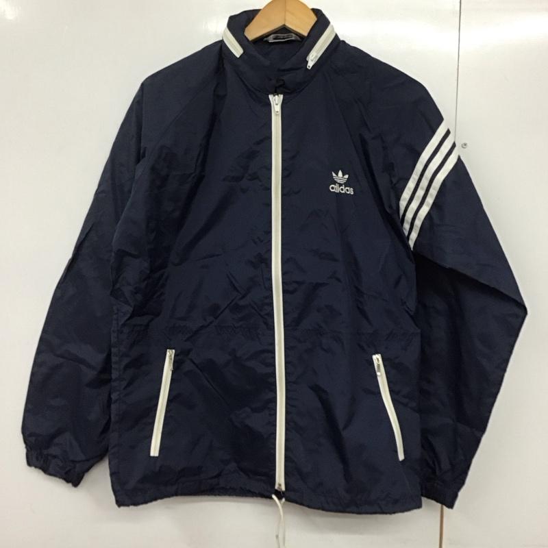 アディダス adidas ジャケット、上着 ジャンパー、ブルゾン ジップアップジャケット ナイロンジャケット アウター 80s 90s デサント L ロゴ、文字 紺 / ネイビー /  メンズ USED 古着 中古 10141015
