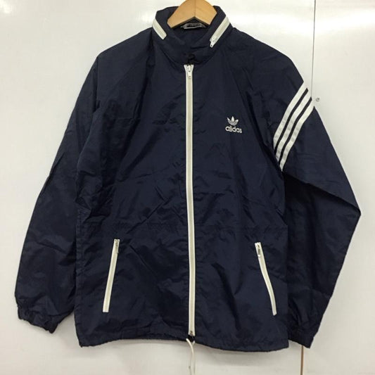アディダス adidas ジャケット、上着 ジャンパー、ブルゾン ジップアップジャケット ナイロンジャケット アウター 80s 90s デサント L ロゴ、文字 紺 / ネイビー /  メンズ USED 古着 中古 10141015