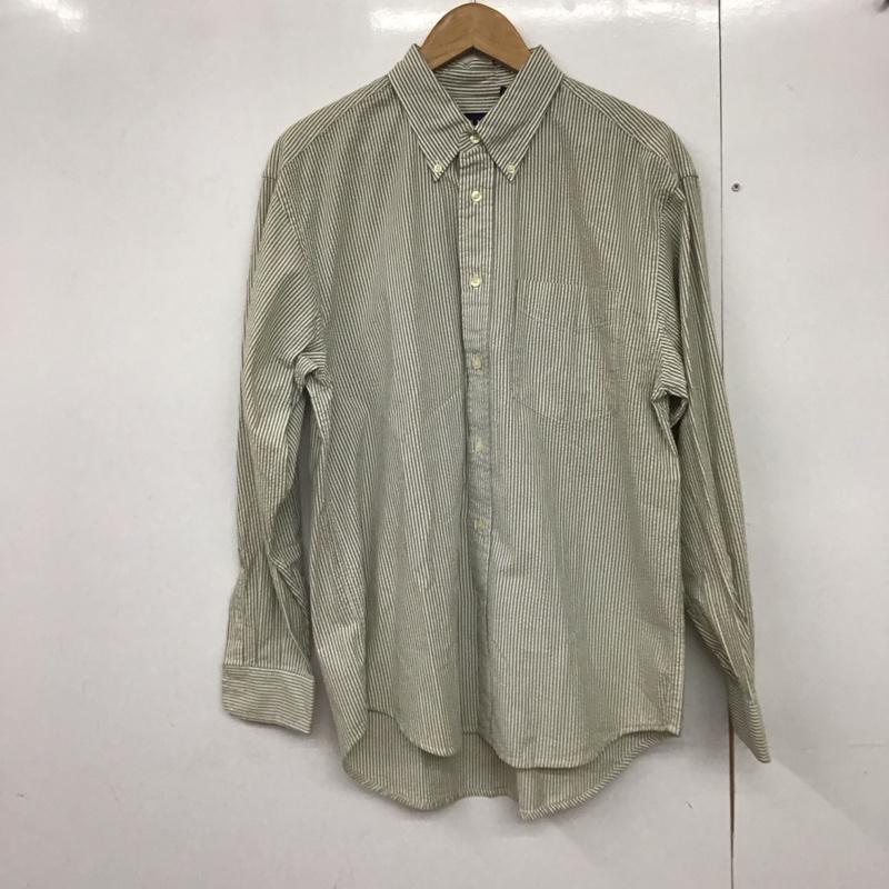 ギャップ GAP シャツ、ブラウス 長袖 長袖シャツ ストライプシャツ カラーシャツ シャツボタンダウンシャツ 90s M ストライプ 白 / ホワイト / X カーキ / カーキ /  メンズ USED 古着 中古 10141025