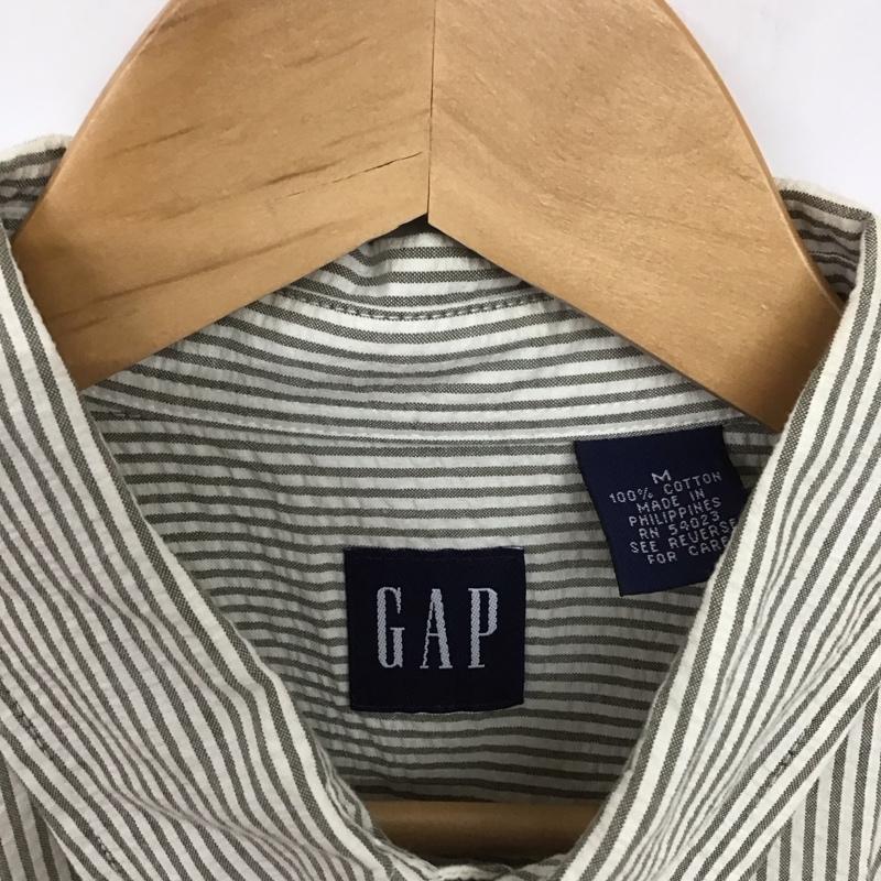 ギャップ GAP シャツ、ブラウス 長袖 長袖シャツ ストライプシャツ カラーシャツ シャツボタンダウンシャツ 90s M ストライプ 白 / ホワイト / X カーキ / カーキ /  メンズ USED 古着 中古 10141025