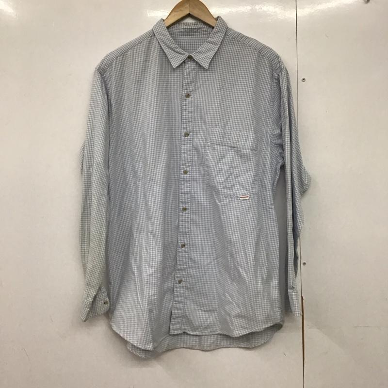 パパス PAPAS シャツ、ブラウス 長袖 長袖シャツ チェックシャツ カラーシャツ L チェック 白 / ホワイト / X 水色 / ライトブルー /  メンズ USED 古着 中古 10141029