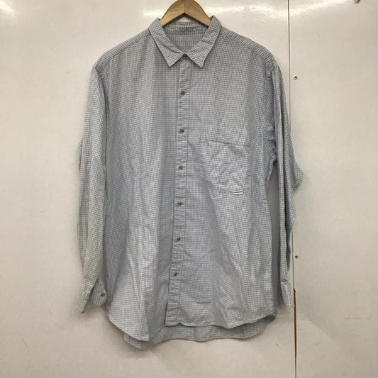 パパス PAPAS シャツ、ブラウス 長袖 長袖シャツ チェックシャツ カラーシャツ L チェック 白 / ホワイト / X 水色 / ライトブルー /  メンズ USED 古着 中古 10141029