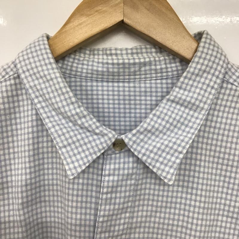 パパス PAPAS シャツ、ブラウス 長袖 長袖シャツ チェックシャツ カラーシャツ L チェック 白 / ホワイト / X 水色 / ライトブルー /  メンズ USED 古着 中古 10141029