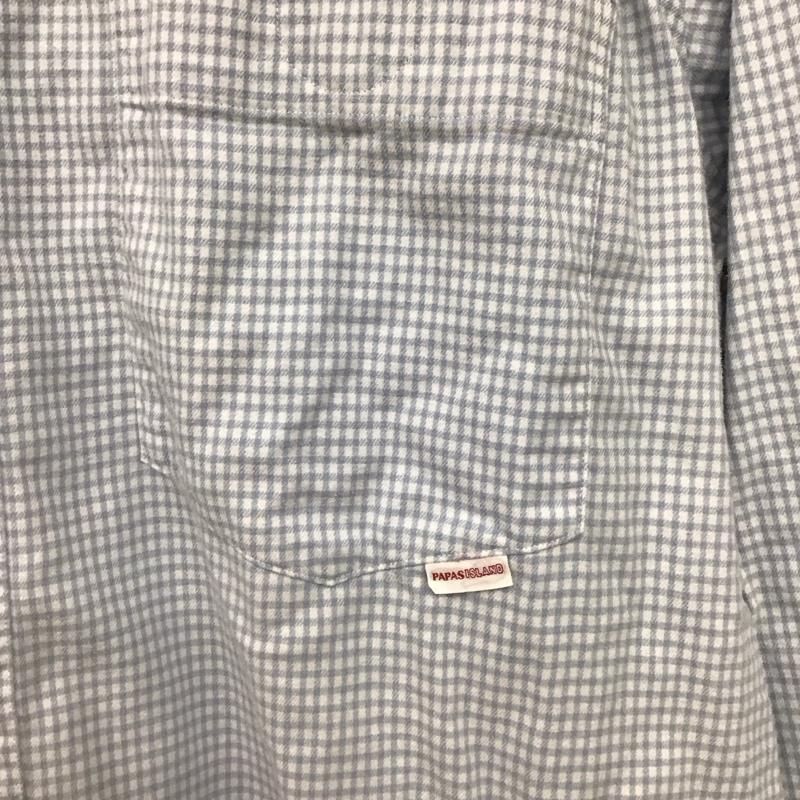 パパス PAPAS シャツ、ブラウス 長袖 長袖シャツ チェックシャツ カラーシャツ L チェック 白 / ホワイト / X 水色 / ライトブルー /  メンズ USED 古着 中古 10141029