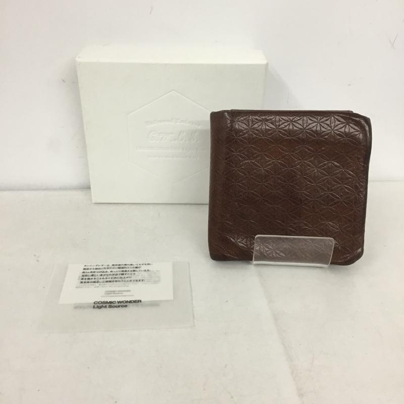 コズミックワンダー COSMIC WONDER 財布 二つ折り 型押し レザー Flower of Life 総柄 茶 / ブラウン /  メンズ USED 古着 中古 10141040
