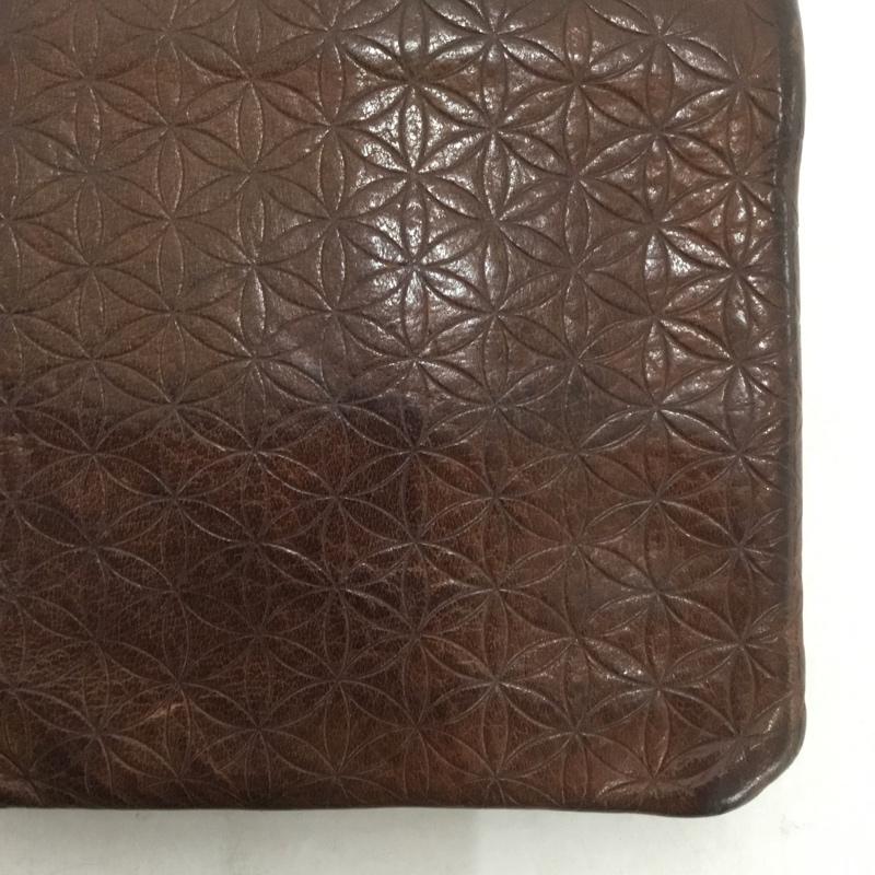 コズミックワンダー COSMIC WONDER 財布 二つ折り 型押し レザー Flower of Life 総柄 茶 / ブラウン /  メンズ USED 古着 中古 10141040