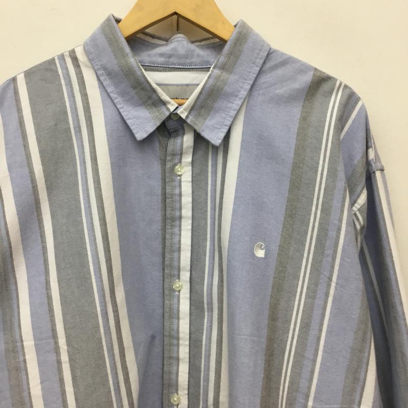カーハートダブリューアイピー Carhartt WIP シャツ、ブラウス 長袖 L/S DWYER SHIRT XL ストライプ 白 / ホワイト / X 水色 / ライトブルー /  メンズ USED 古着 中古 10141055