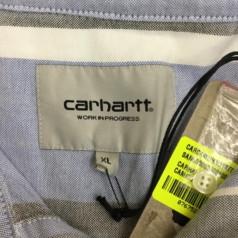 カーハートダブリューアイピー Carhartt WIP シャツ、ブラウス 長袖 L/S DWYER SHIRT XL ストライプ 白 / ホワイト / X 水色 / ライトブルー /  メンズ USED 古着 中古 10141055
