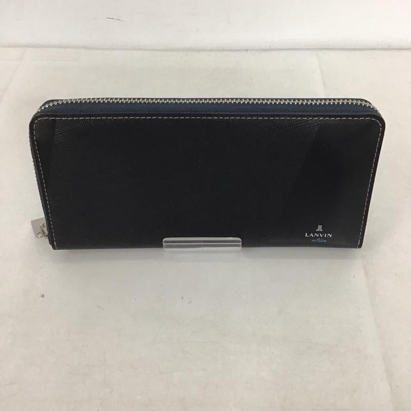 ランバンオンブルー LANVIN en Bleu 財布 長財布 555616 ラウンドファスナー ロゴ、文字 黒 / ブラック /  メンズ USED 古着 中古 10141061