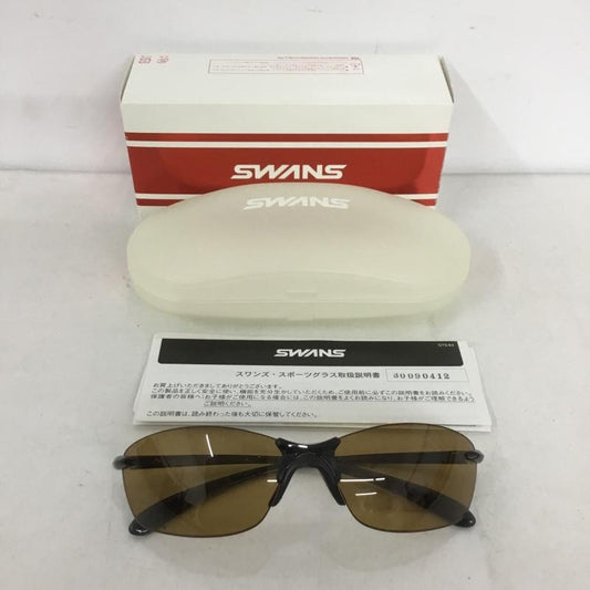 スワンズ Swans めがね・サングラス サングラス SALF-0065 偏光レンズモデル スポーツサングラス 箱有 ロゴ、文字 黒 / ブラック / X 茶 / ブラウン /  メンズ USED 古着 中古 10141074