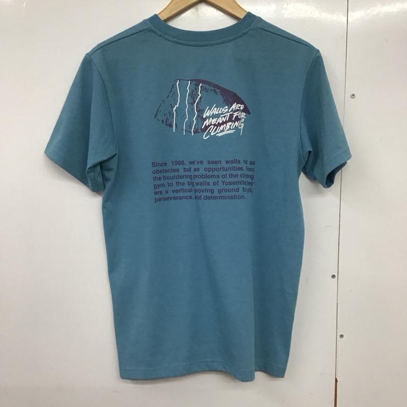 ザノースフェイス THE NORTH FACE Tシャツ 半袖 NT32379 S/S Walls Manifest Tee S ロゴ、文字 X プリント 青 / ブルー /  メンズ USED 古着 中古 10141113