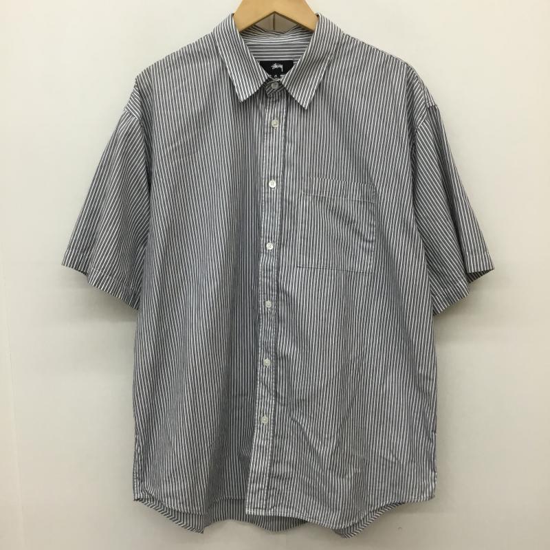 ステューシー STUSSY シャツ、ブラウス 半袖 boxy ss shirt 8 ball stripe M ストライプ 白 / ホワイト / X 紺 / ネイビー /  メンズ USED 古着 中古 10141210