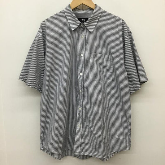 ステューシー STUSSY シャツ、ブラウス 半袖 boxy ss shirt 8 ball stripe M ストライプ 白 / ホワイト / X 紺 / ネイビー /  メンズ USED 古着 中古 10141210