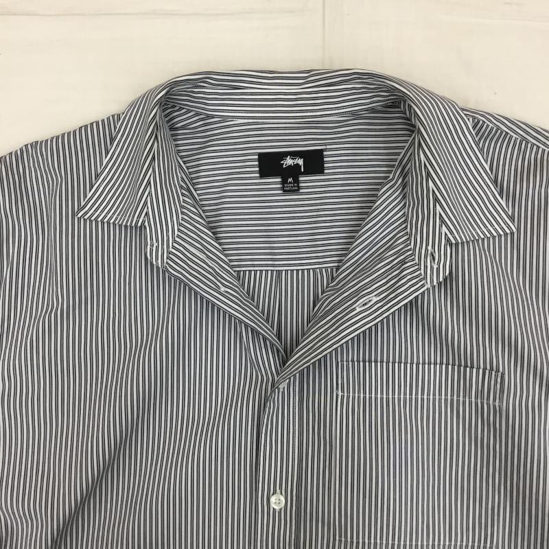 ステューシー STUSSY シャツ、ブラウス 半袖 boxy ss shirt 8 ball stripe M ストライプ 白 / ホワイト / X 紺 / ネイビー /  メンズ USED 古着 中古 10141210