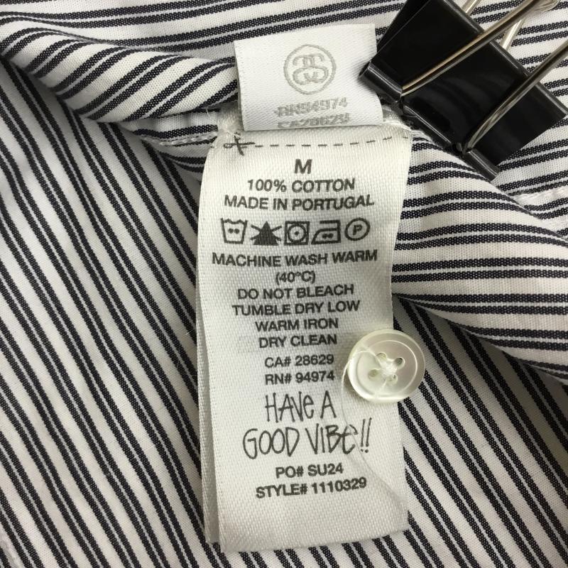 ステューシー STUSSY シャツ、ブラウス 半袖 boxy ss shirt 8 ball stripe M ストライプ 白 / ホワイト / X 紺 / ネイビー /  メンズ USED 古着 中古 10141210