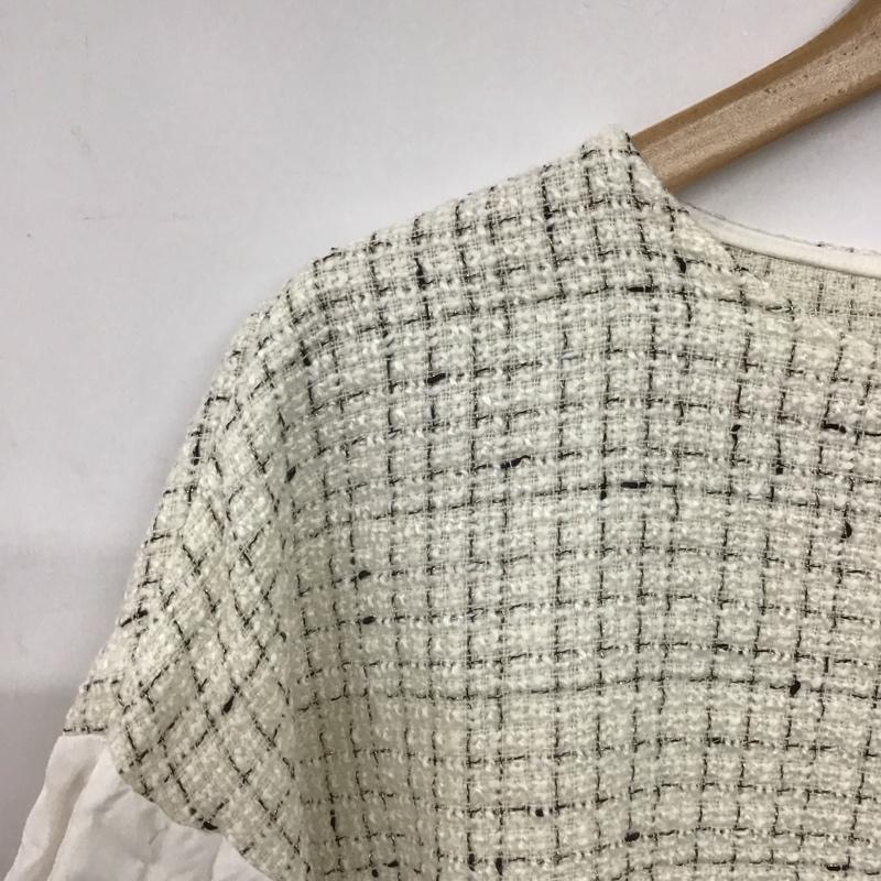 ザラ ZARA カットソー 七分袖 S チェック 白 / ホワイト /  レディース USED 古着 中古 10141231
