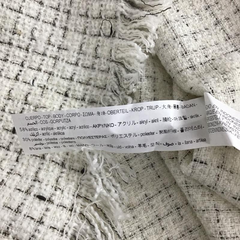 ザラ ZARA カットソー 七分袖 S チェック 白 / ホワイト /  レディース USED 古着 中古 10141231