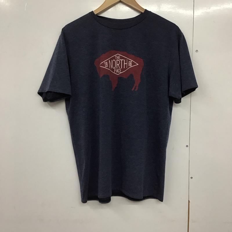 ザノースフェイス THE NORTH FACE Tシャツ 半袖 半袖カットソー プリントTシャツ クルーネックカットソー L ロゴ、文字 紺 / ネイビー /  メンズ USED 古着 中古 10141239