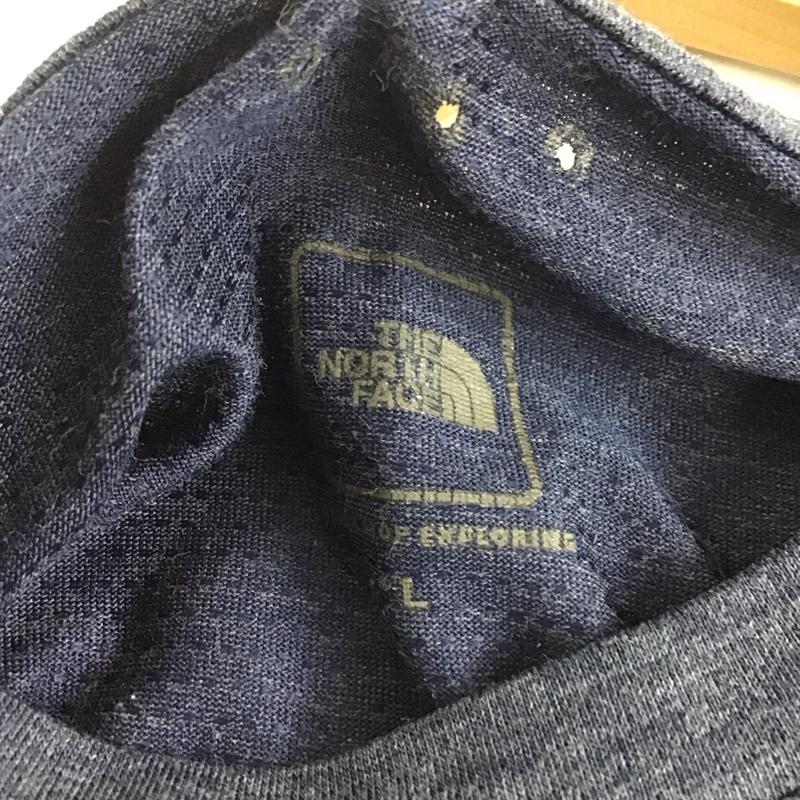 ザノースフェイス THE NORTH FACE Tシャツ 半袖 半袖カットソー プリントTシャツ クルーネックカットソー L ロゴ、文字 紺 / ネイビー /  メンズ USED 古着 中古 10141239