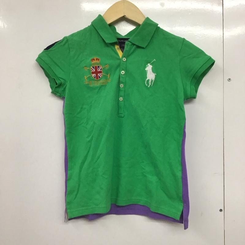 ラルフローレン RALPHLAUREN ポロシャツ 半袖 半袖ポロシャツ カラーシャツ 半袖カットソー L ロゴ、文字 緑 / グリーン /  ボーイズ USED 古着 中古 10141284