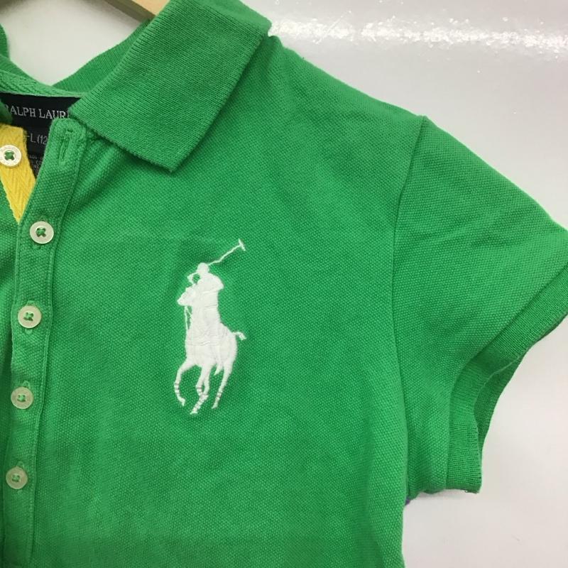 ラルフローレン RALPHLAUREN ポロシャツ 半袖 半袖ポロシャツ カラーシャツ 半袖カットソー L ロゴ、文字 緑 / グリーン /  ボーイズ USED 古着 中古 10141284