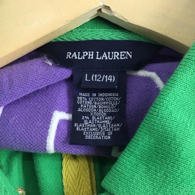 ラルフローレン RALPHLAUREN ポロシャツ 半袖 半袖ポロシャツ カラーシャツ 半袖カットソー L ロゴ、文字 緑 / グリーン /  ボーイズ USED 古着 中古 10141284