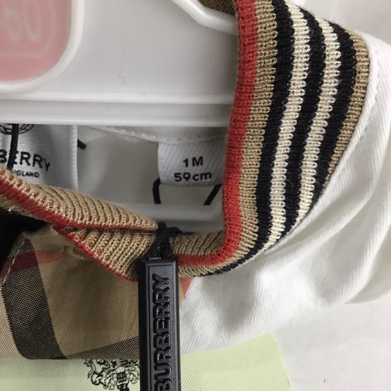 バーバリーロンドン Burberry London カットソー 長袖 ベビー カバーオール オールインワン チェック 白 / ホワイト /  ボーイズ USED 古着 中古 10141288