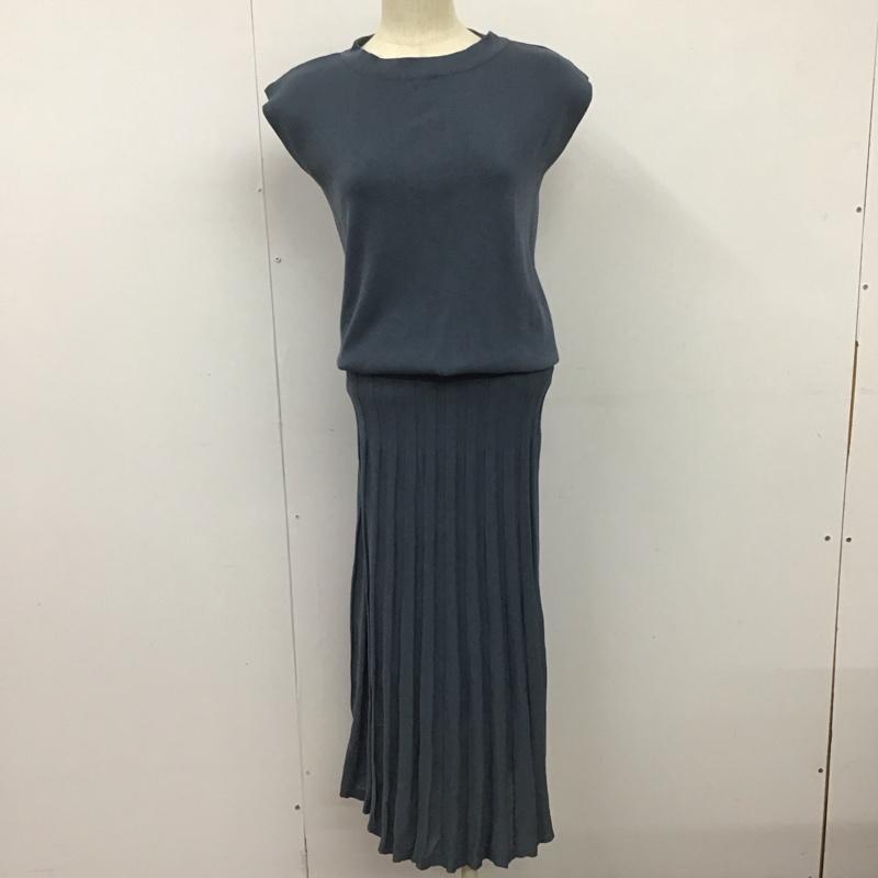 ロペピクニック ROPE  PICNIC ワンピース ロングスカート ロングニットワンピース ノースリーブロングワンピース プリーツワンピース 40 無地 紺 / ネイビー /  レディース USED 古着 中古 10141289