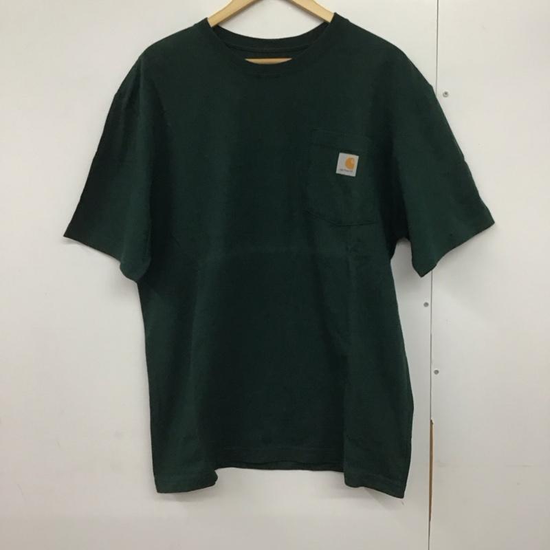 カーハート Carhartt Tシャツ 半袖 半袖カットソー プリントTシャツ クルーネックカットソー M ロゴ、文字 緑 / グリーン /  メンズ USED 古着 中古 10141360