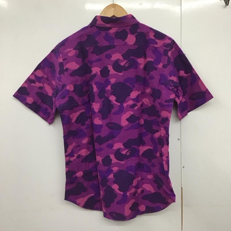 エイプ APE シャツ、ブラウス 半袖 半袖シャツ 無地シャツ ポケットシャツ L プリント 紫 / パープル /  メンズ USED 古着 中古 10141377