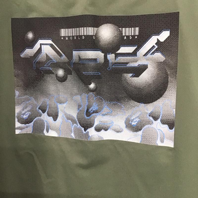 アベイシングエイプ A BATHING APE シャツ、ブラウス 長袖 長袖シャツジャケット ミリタリーシャツ フロントボタン L プリント カーキ / カーキ /  メンズ USED 古着 中古 10141378