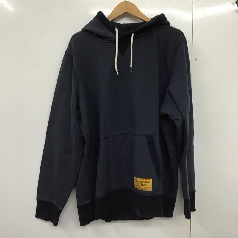 アバクロンビーアンドフィッチ ABERCROMBIE&FITCH パーカー 長袖 長袖パーカー プルオーバーパーカー スウェット XXL 無地 紺 / ネイビー /  メンズ USED 古着 中古 10141384