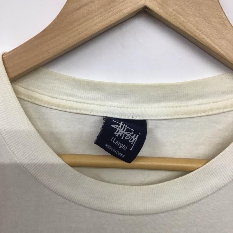 ステューシー STUSSY Tシャツ 半袖 半袖カットソー プリントTシャツ クルーネックカットソー L プリント 白 / ホワイト /  メンズ USED 古着 中古 10141500