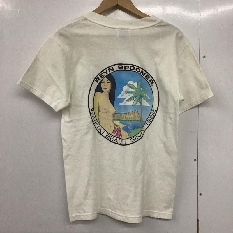 レインスプーナー reyn spooner Tシャツ 半袖 半袖カットソー プリントTシャツ クルーネックカットソー 90s S プリント 白 / ホワイト /  メンズ USED 古着 中古 10141501