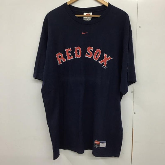 ナイキ NIKE Tシャツ 半袖 半袖カットソー プリントTシャツ クルーネックカットソー XL ロゴ、文字 紺 / ネイビー /  メンズ USED 古着 中古 10141503