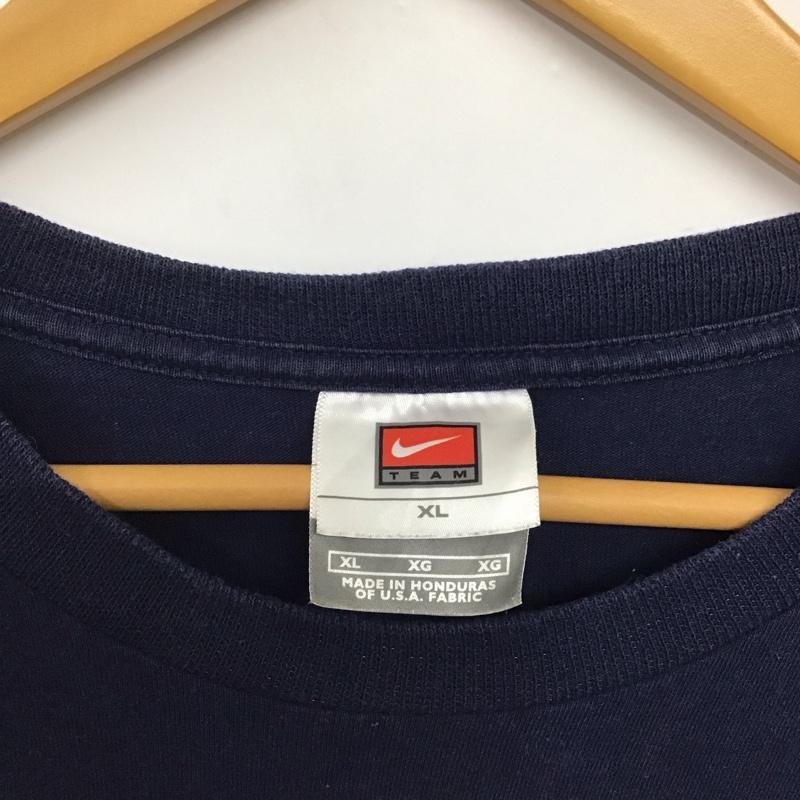 ナイキ NIKE Tシャツ 半袖 半袖カットソー プリントTシャツ クルーネックカットソー XL ロゴ、文字 紺 / ネイビー /  メンズ USED 古着 中古 10141503