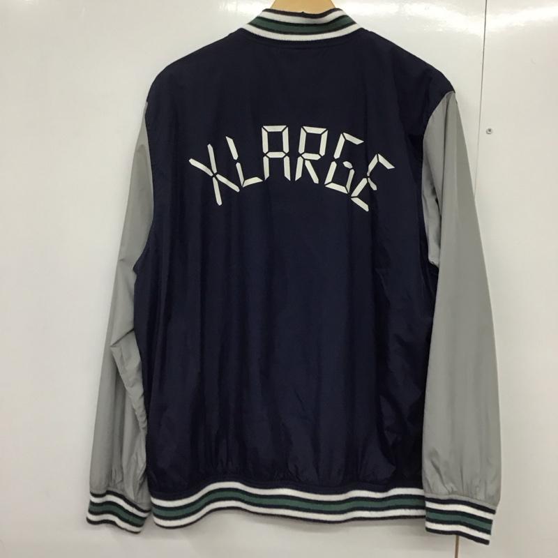 エクストララージ XLARGE ジャケット、上着 ジャンパー、ブルゾン ナイロンジャケット カジュアルジャケット アウター フロントボタン XL ロゴ、文字 灰 / グレー / X 紺 / ネイビー /  メンズ USED 古着 中古 10141588