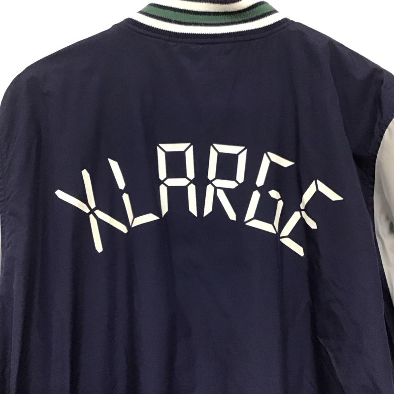 エクストララージ XLARGE ジャケット、上着 ジャンパー、ブルゾン ナイロンジャケット カジュアルジャケット アウター フロントボタン XL ロゴ、文字 灰 / グレー / X 紺 / ネイビー /  メンズ USED 古着 中古 10141588