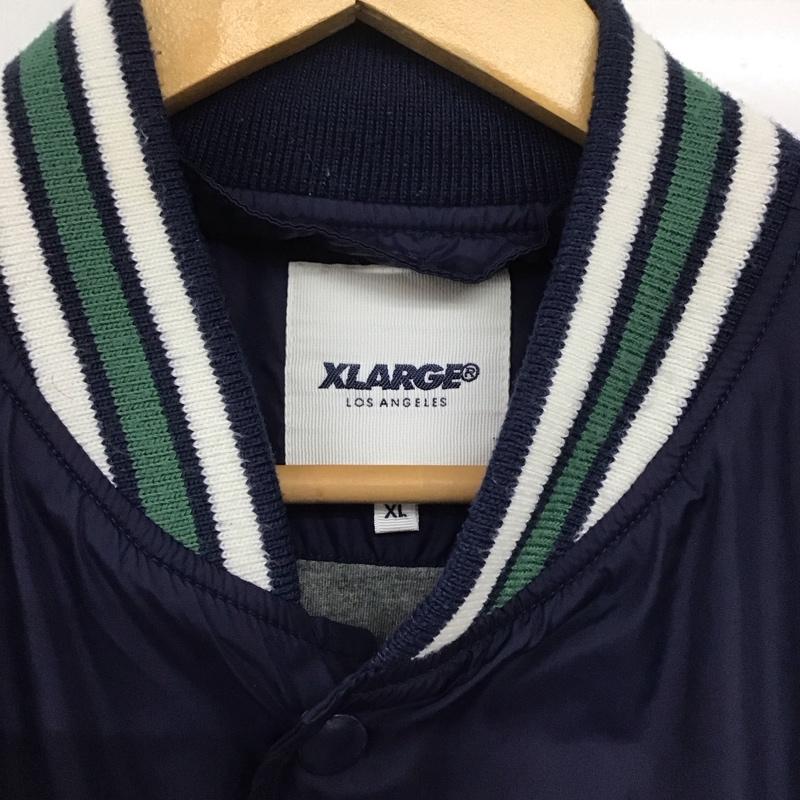 エクストララージ XLARGE ジャケット、上着 ジャンパー、ブルゾン ナイロンジャケット カジュアルジャケット アウター フロントボタン XL ロゴ、文字 灰 / グレー / X 紺 / ネイビー /  メンズ USED 古着 中古 10141588