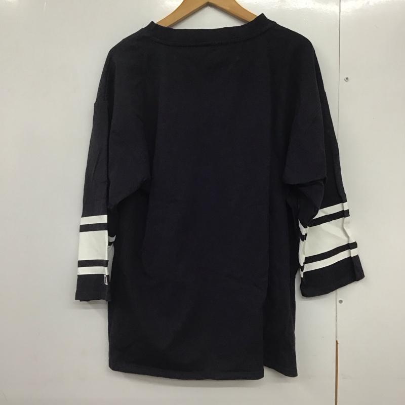 ラッセルアスレティック Russell Athletic カットソー 七分袖 長袖カットソー プリントカットソー 刺繍 L ロゴ、文字 紺 / ネイビー /  メンズ USED 古着 中古 10141671