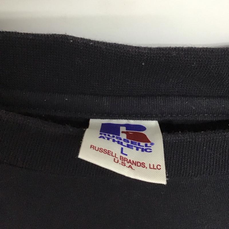 ラッセルアスレティック Russell Athletic カットソー 七分袖 長袖カットソー プリントカットソー 刺繍 L ロゴ、文字 紺 / ネイビー /  メンズ USED 古着 中古 10141671