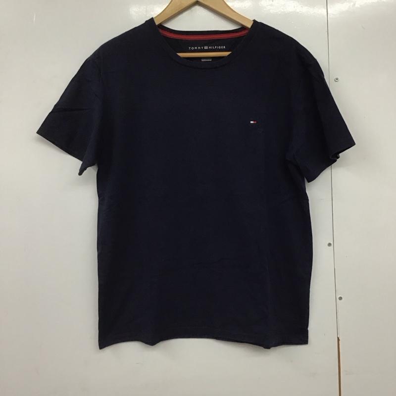 トミーヒルフィガー TOMMY HILFIGER Tシャツ 半袖 半袖カットソー プリントTシャツ クルーネックカットソー L ロゴ、文字 紺 / ネイビー /  メンズ USED 古着 中古 10141679