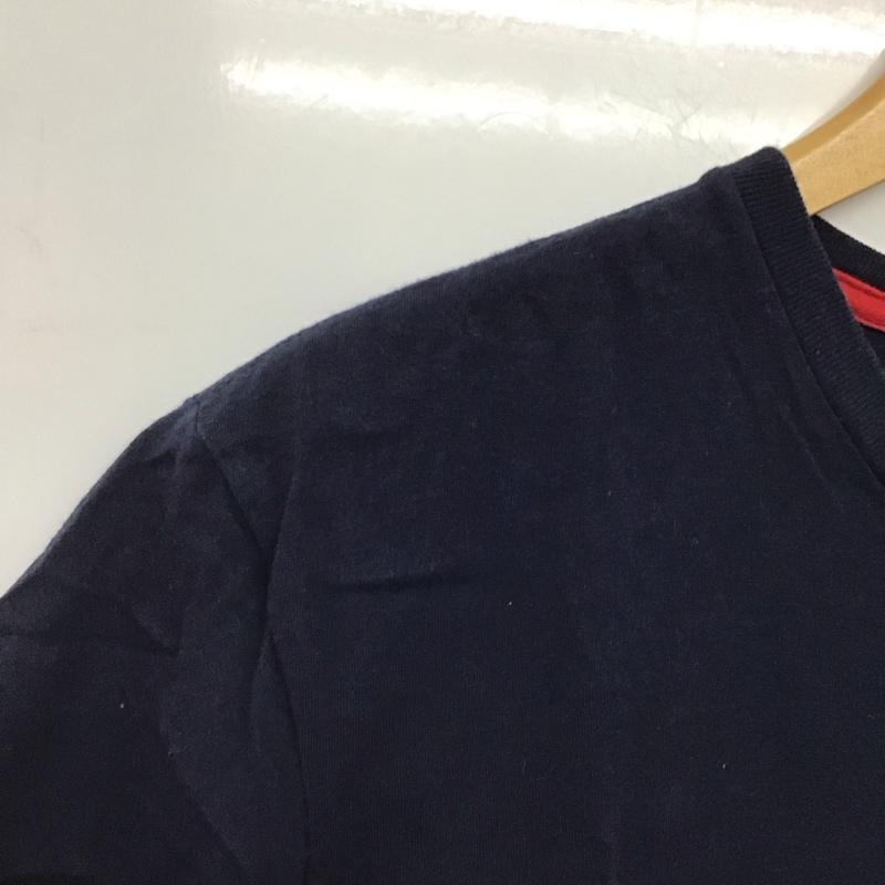 トミーヒルフィガー TOMMY HILFIGER Tシャツ 半袖 半袖カットソー プリントTシャツ クルーネックカットソー L ロゴ、文字 紺 / ネイビー /  メンズ USED 古着 中古 10141679