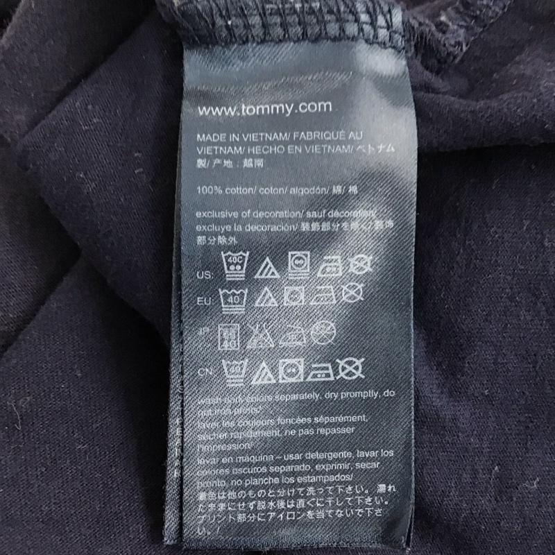 トミーヒルフィガー TOMMY HILFIGER Tシャツ 半袖 半袖カットソー プリントTシャツ クルーネックカットソー L ロゴ、文字 紺 / ネイビー /  メンズ USED 古着 中古 10141679