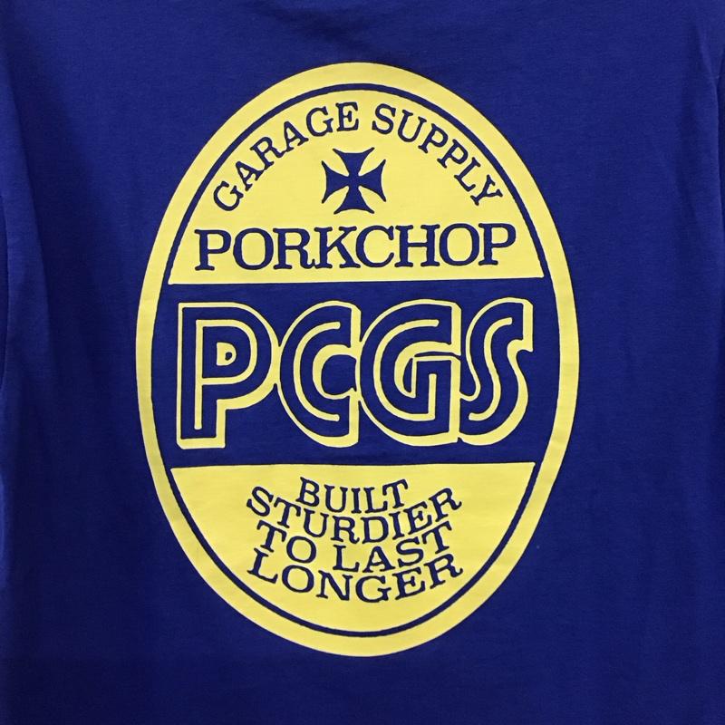 ポークチョップガレージサプライ PORKCHOP GARAGE SUPPLY Tシャツ 半袖 半袖カットソー プリントTシャツ クルーネックカットソー M ロゴ、文字 青 / ブルー /  メンズ USED 古着 中古 10141720