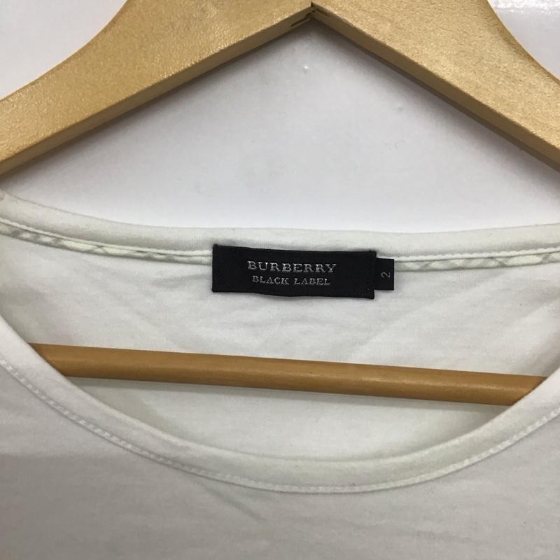 バーバリーブラックレーベル BURBERRY BLACK LABEL カットソー 長袖 長袖カットソー プリントカットソー クルーネック 2 ロゴ、文字 白 / ホワイト /  メンズ USED 古着 中古 10141726