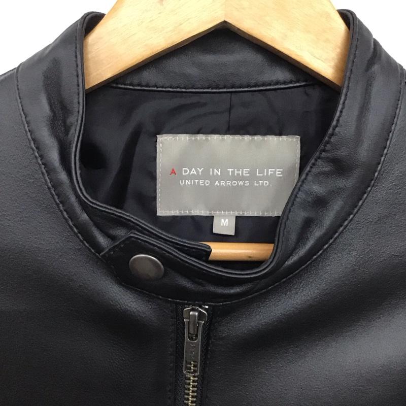 アデイインザライフ ユナイテッドアローズ A day in the life UNITED ARROWS ジャケット、上着 ジャンパー、ブルゾン レザージャケット ジップアップジャケット アウター M 無地 黒 / ブラック /  メンズ USED 古着 中古 10141756