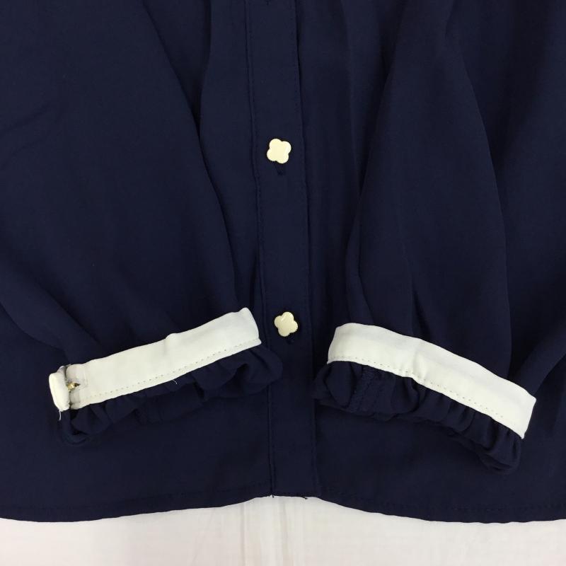 イング INGNI シャツ、ブラウス 長袖 M 花柄 紺 / ネイビー / X 白 / ホワイト /  レディース USED 古着 中古 10141844